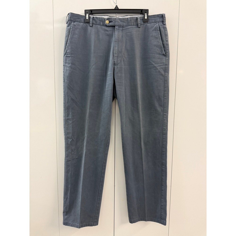 Peter Millar Mens Blue Gray Flat Front Chino Pants Size 36 Cotton Twill Trousers